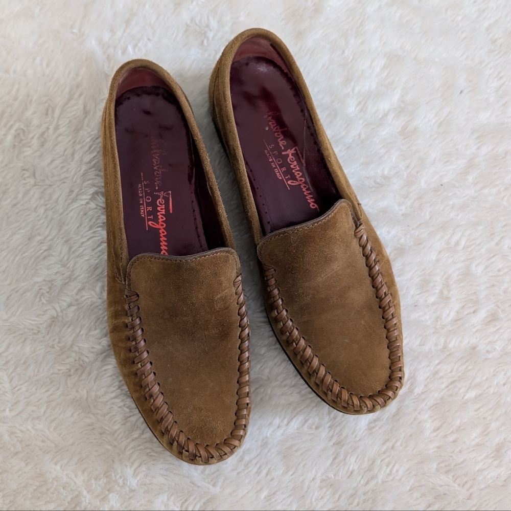 Salvatore Ferragamo Tan Suede Loafers